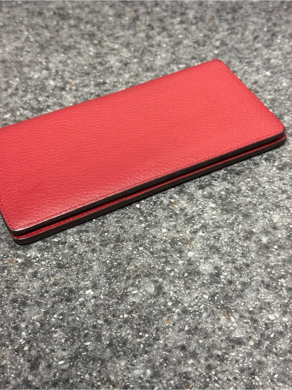 Auth Louis Vuitton Red Taurillon Leather Long Bifold Brazza Wallet Men’s/Unisex